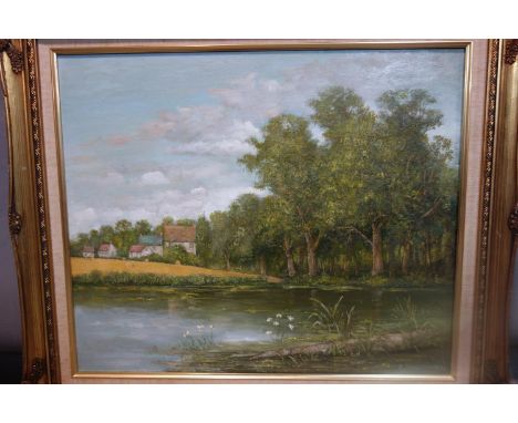 R. Shuttleworth, 'Landscape near Malden, Essex', oil on canvas, signed and dated 2012 to lower right, in gilt frame, 50 x 60c