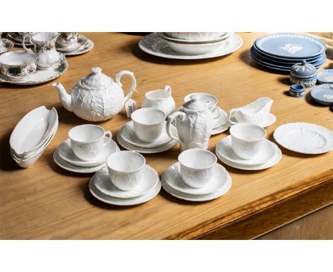 Collection of Coalport White 'Countryware', comprising a Tea Pot, milk jug, hot water jug, 6 cups,  6 saucers and 6 side plat