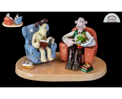 Coalport - Wallace and Gromit Ltd and Numbered Edition Hand Painted Ceramic Figure ' We'll Go Somewhere, Where There Is Chees
