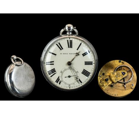 William Bell of Lancaster Key-wind Lever 40 Hour Movement Sterling Silver Open Faced Pocket Watch. Serial No 43. Hallmark Lon