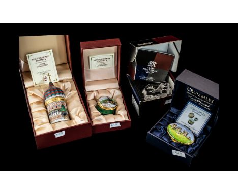 Three Enamel Boxes, comprising a Crummles Enamel Box depicting Stonehenge, a Staffordshire Enamels box depicting  a train, an