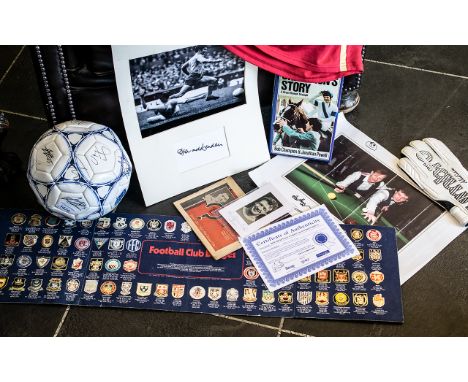 Sporting Interest - Collection of Items including: signed Everton football, Umbro goalkeeper glove signed by Neville Southall