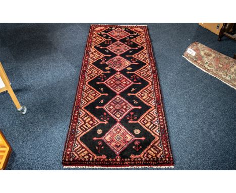 Deep Red Ground Thick Pile Persian Runner, measures 208 x .80.