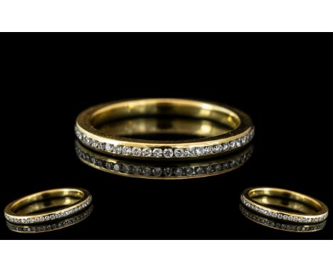 An 18ct Diamond Full Eternity Ring Channel Set With Round Cut Diamonds. Fully Hallmarked. Ring Size L. 