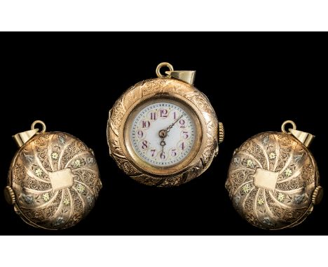 Antique Period - Attractive and Quality 14ct Gold Ladies Small Watch of Round Form, Mechanical Wind with Beautiful Back Cover