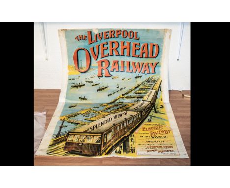 Liverpool Overhead Railway Original 1940's Print Poster. Size 30 x 21 Inches. Sold with Original Tickets, Various Stations ( 