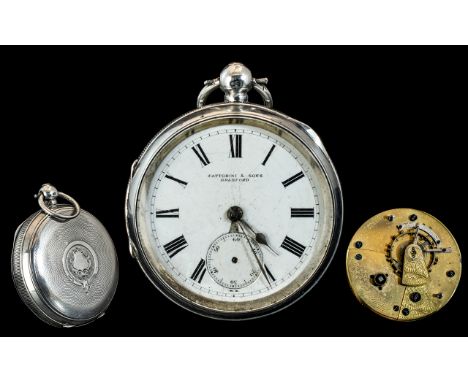 Victorian Period Fattorina &amp; Sons Key-wind Sterling Silver Open-Faced Pocket Watch, With Reversing Pinion. Movement No 31