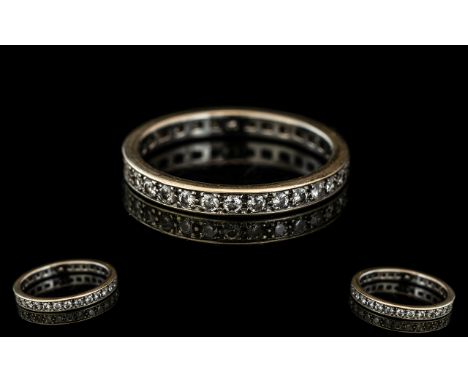 An 18ct Diamond Full Eternity Ring Set With Round Cut Diamonds. Fully Hallmarked. Ring Size M. 