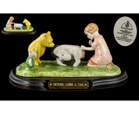 Royal Doulton - Disney Ltd and Numbered Edition Hand Painted Figure Group ' Winnie The Pooh ' Eeyore Loses a Tail. Ref No WP1