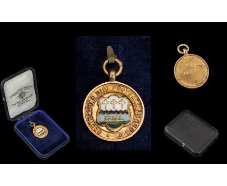 Southport and District Football League 9ct Gold and Enamel Medal, For Winning The 1922-23, Div 2, League, Maker Thomas Fattor