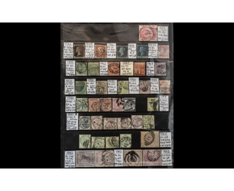 Stamps Interest GB Collection on hagner and leaves from 1840 1d black with 4 margin up to 1934 sea horse set. A few line engr