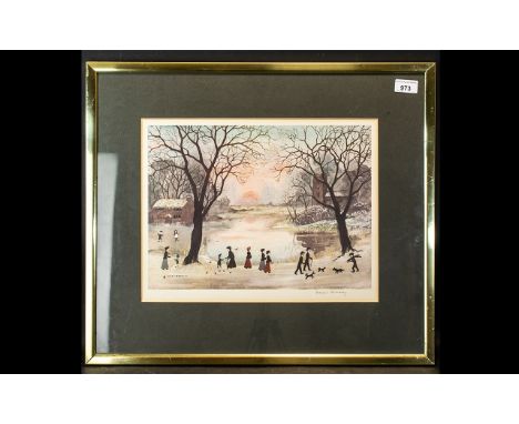 Helen Bradley Signed Print 'Oh What a Beautiful Winter's Day' Measures overall 60 by 50 cms. Framed and mounted behind glass.