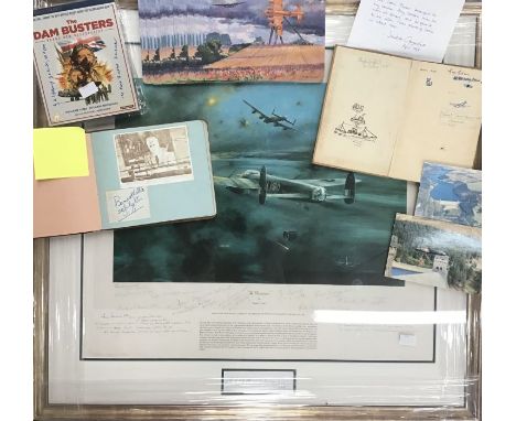 A very rare and possibly unique Dam-Busters archive of ‘The Dambusters’ Print signed by Pilots and Crew of 617 Squadron inclu