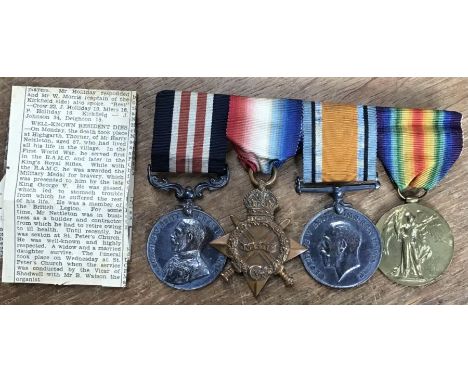 First World War medal set of Military Medal, 1914-15 Star, 1914-18 War Medal and Victory Medal to 11248 Pte H. Nettleton of t