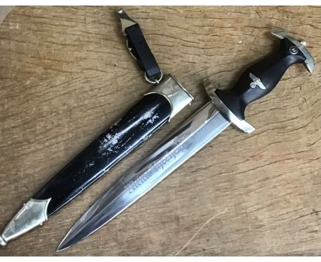 German SS dress dagger handle and scabbard with belt suspension.