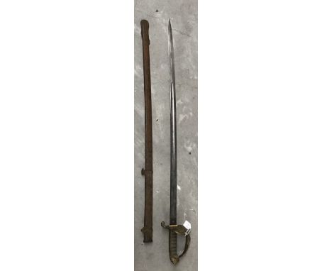 Victorian British infantry officers Sword with scabbard, blade length 32” overall length 40”.