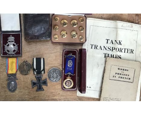 A interesting mix of Military and Civil medals, includes WW1 German Imperial Army 1914 Iron Cross 2nd Class with ribbon, WW1 