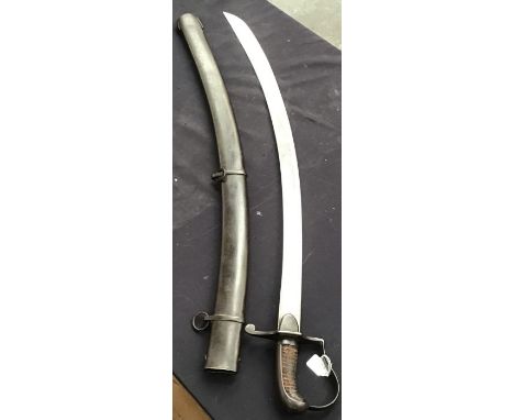 British 1796 pattern light cavalry sabre with scabbard. Original grip missing wire.