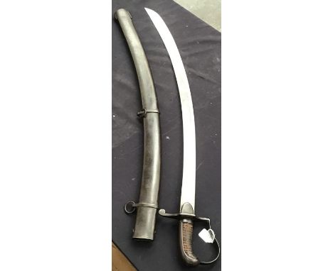 British 1796 pattern light cavalry sabre with scabbard. Original grip missing wire.