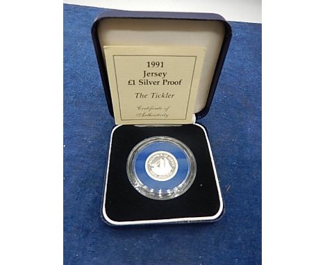 Royal Mint 1991 Jersey £1 Silver Proof The Tickler