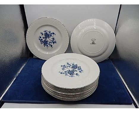 12 x Wedgewood Royal Blue ironstone plates