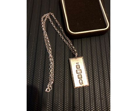 Silver Ingot pendant with silver chain 