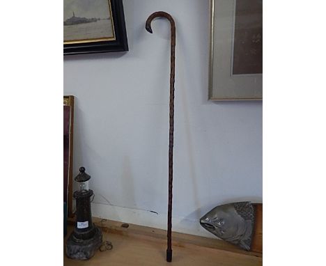 Walking stick possibly hawthorn with silver capped end