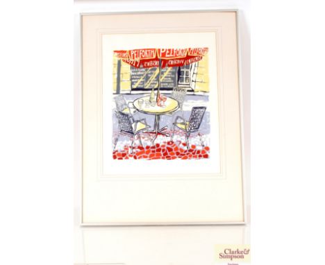 Sarah Hopkins, pencil signed limited edition print "Le Café Beaune", 18/20, 54cm x 43cm