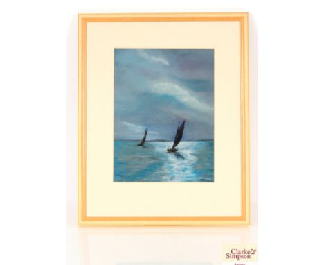 Jo Fitz Lyon, "Going Home" pastel; Alan Matthews, "Sailing By" and a limited edition print depicting Aldeburgh Beach