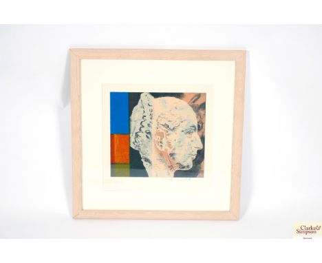 Tom Wood, pencil signed abstract screen print, plate 35cm x 34cm
