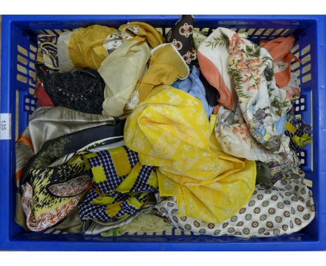 A large collection of vintage and later silk and other scarves and ties. (a Lot)