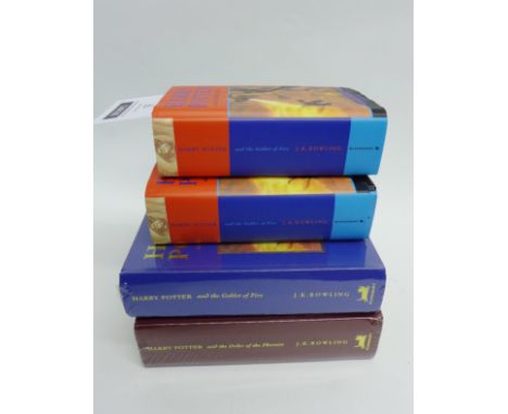 First Edition hardbacks - Harry Potter and the Goblet of Fire and The Order of the Phoenix both cellophane wrapped together w