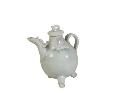 'QINABAI' WATER-DROPPER, SONG DYNASTY of compressed globular form, the sides covered in a light blueish-green glaze pooling i