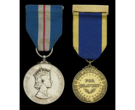 A Q.G.M. and Strathclyde Bravery Medal pair awarded to G. J. Toal Esq., Assistant Manager, H. Samuels, Jewellers, Glasgow, fo