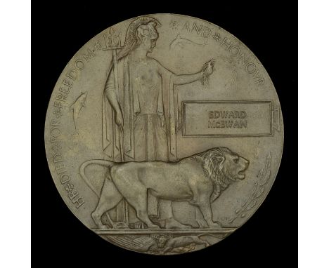 Memorial Plaque (Edward McEwan) good very fine £60-£80  ---  Edward McEwan served during the Great War as a Private in the Ro