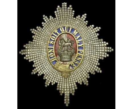 2nd Dragoon Guards (Queen’s Bays) Officer’s Helmet Plate c.1871. An Officer’s Helmet Plate c.1871, silvered beaded star, to t