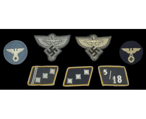 German Second World War DLV/NSFK Insignia. A nice matched pair of DLV/NSFK group collar patches, aluminium figures 5/18 with 