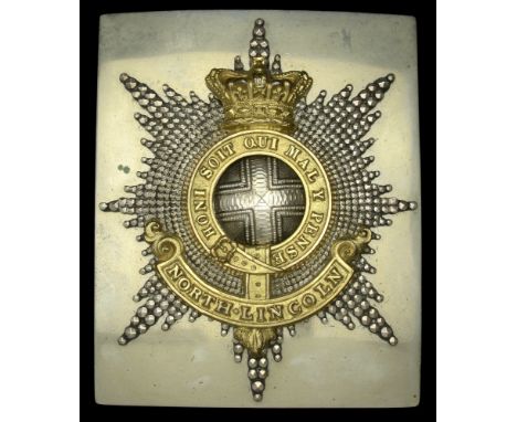 North Lincoln Militia Officer’s Shoulder Belt Plate 1840-55.  An Officer’s Shoulder Belt Plate 1840-55, rectangular silvered 