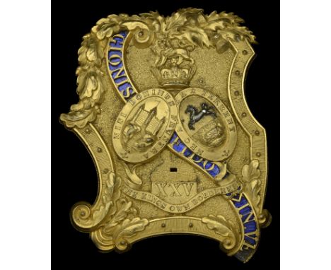 25th (The King’s Own Borderers) Regiment Officer’s Shoulder Belt Plate 1840-55. A fine Officer’s Shoulder Belt Plate 1840-55,