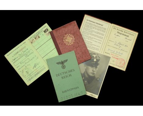 German Second World War Documents. 5 items of Second World War German paperwork comprising an unused Deutsches Reich Dienst p