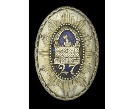 27th (Enniskillen) Regiment Officer’s Shoulder Belt Plate c.1775-1800. A fine Officer’s Shoulder Belt Plate c.1775-1800, silv