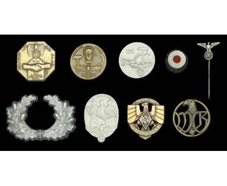 German Second World War Tinnies and Accessories. A selection of six tinnies comprising Reunification of the Saar 1934; Day of