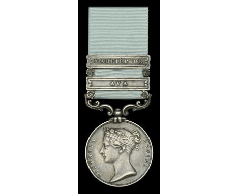 Army of India 1799-1826, 2 clasps, Maheidpoor, Ava (H. Blair, 1st. Foot.) short hyphen reverse, officially impressed naming, 