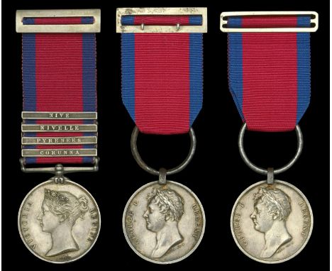 The M.G.S. and double-issue Waterloo group of three awarded to Captain David Davies, 32nd Regiment, later Brevet Lieutenant-C
