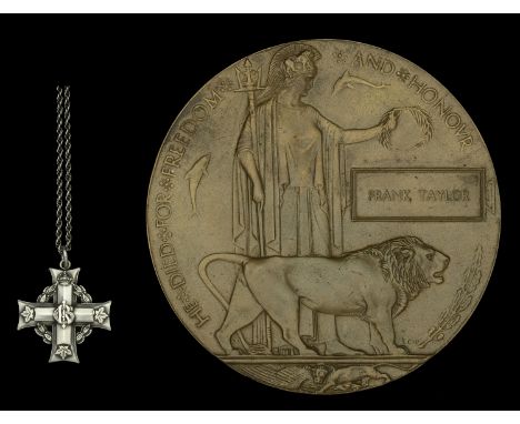 Pair: Private F. Taylor, Canadian Army Service Corps  Memorial Plaque (Frank Taylor) remnants of adhesive to reverse; Canadia
