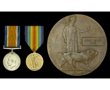 Pair: Private A. E. Dale, East Kent Regiment, who died in Mesopotamia on 14 May 1916  British War and Victory Medals (3417. P