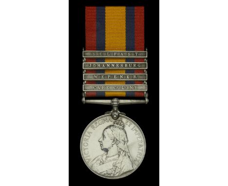 Queen’s South Africa 1899-1902, 4 clasps, Cape Colony, Wepener, Johannesburg, Belfast (3066 Pte. W. Rawlinson, 10th. Hussars)