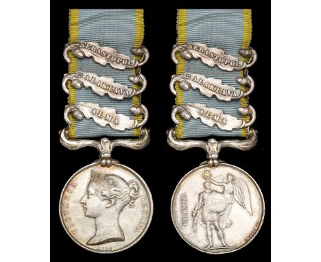 The Crimea Medal awarded to Private William Davies, 11th Hussars, who was killed in the Charge of the Light Brigade at Balakl