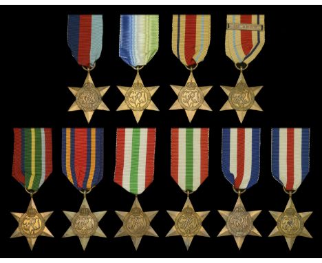 1939-45 Star; Atlantic Star; Africa Star (2), one with 1st Army clasp; Pacific Star; Burma Star; Italy Star (2); France and G