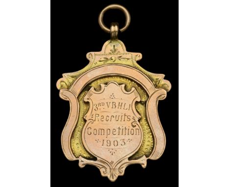 Highland Light Infantry Competition Medal 1903, 38mm x 30mm, gold (9ct., hallmarks for Birmingham 1902), the obverse inscribe